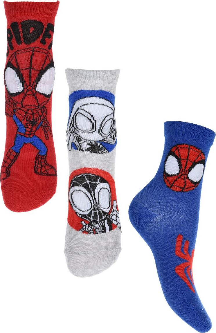 Súprava troch párov chlapčenských ponožiek Spidey a jeho úžasní priatelia - modrá/sivá/červená Veľkosť: 23/26