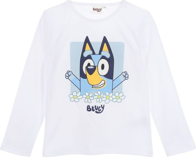 Biele dievčenské tričko s dlhým rukávom Bluey Veľkosť: 98