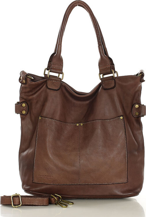 MARCO MAZZINI Tmavo hnedá XL shopper kabelka (v7t) Veľkosť: ONE SIZE