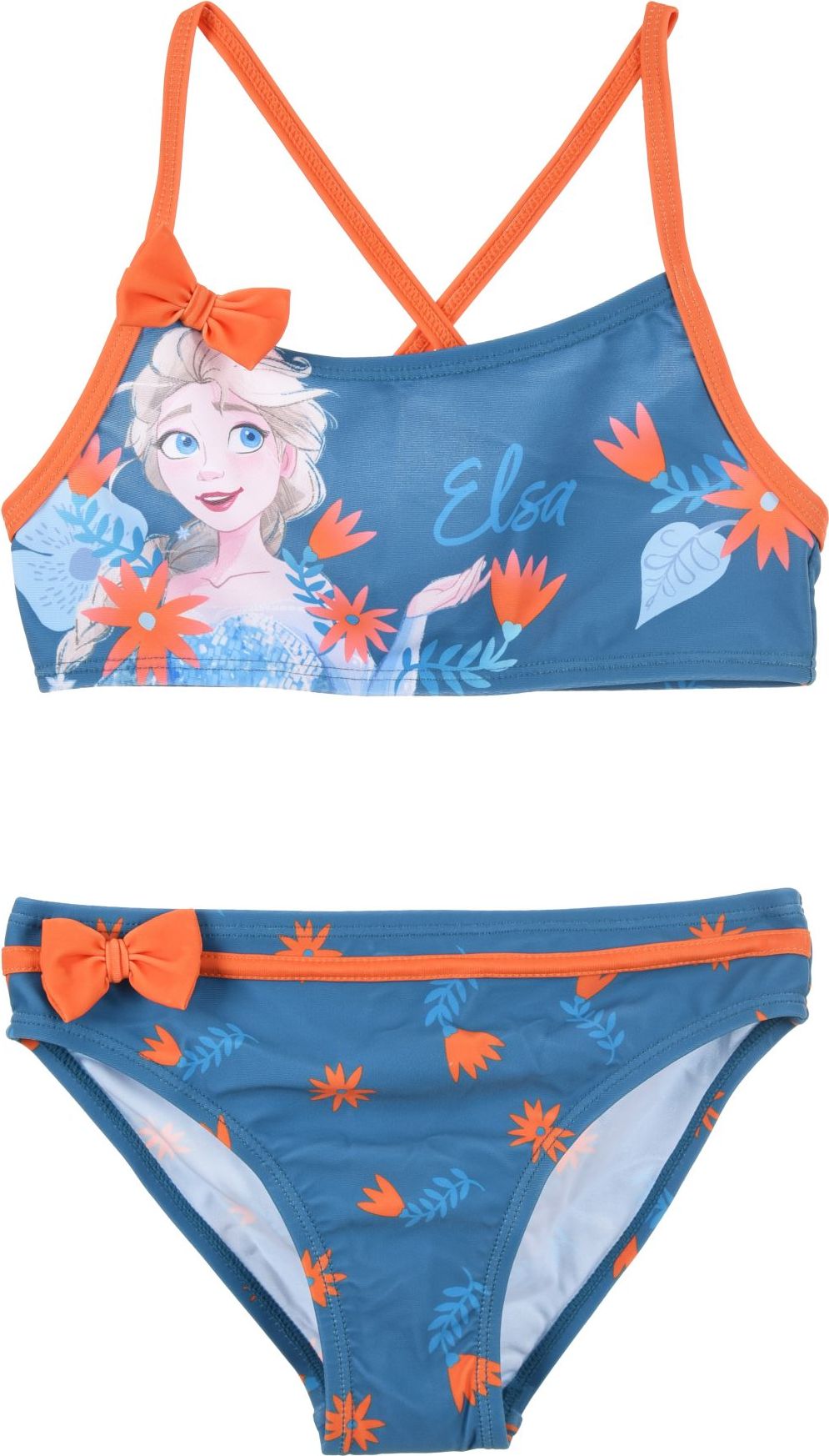 Modré dvojdielne plavky Disney Frozen s mašličkami Veľkosť: 104