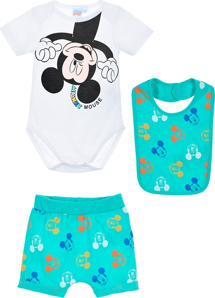 Tyrkysovo-biela dojčenská sada pre chlapčeka Mickey Mouse Veľkosť: 50