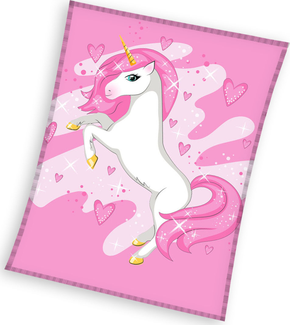 Ružová fleecová deka pre dievčatko s jednorožcom Veľkosť: ONE SIZE