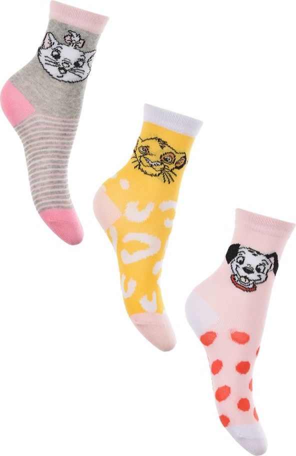 Farebné dievčenské balenie ponožiek Disney - sivá/žltá/ružová Veľkosť: 31/34