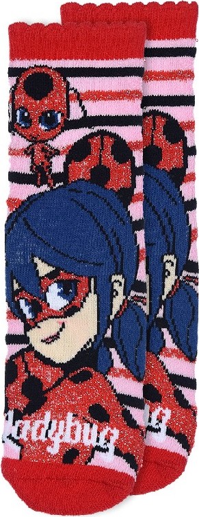 Červeno-ružové pruhované ponožky s potlačou Miraculous Ladybug Veľkosť: 27/30