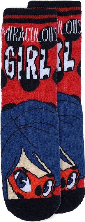 Červeno-čierne dievčenské ponožky s potlačou Miraculous - Ladybug Veľkosť: 23/26