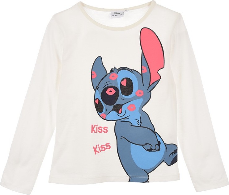 Biele dievčenské tričko s dlhým rukávom Disney Lilo Stitch Veľkosť: 116