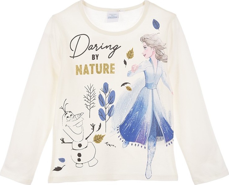 Biele dievčenské tričko Disney Frozen Elsa and Olaf Veľkosť: 128