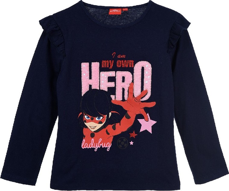 Tmavomodré dievčenské tričko Ladybug Veľkosť: 104