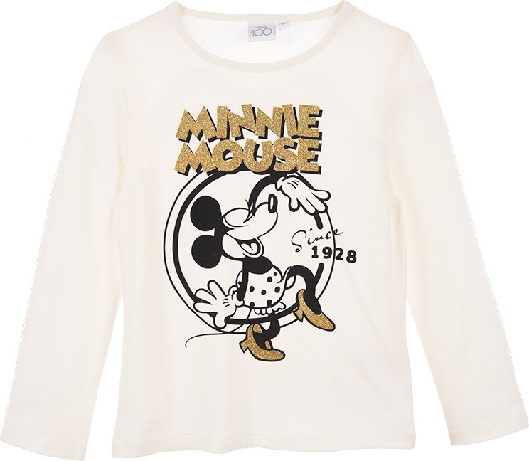 Smotanové dievčenské tričko Disney Minnie Mouse s dlhým rukávom Veľkosť: 128