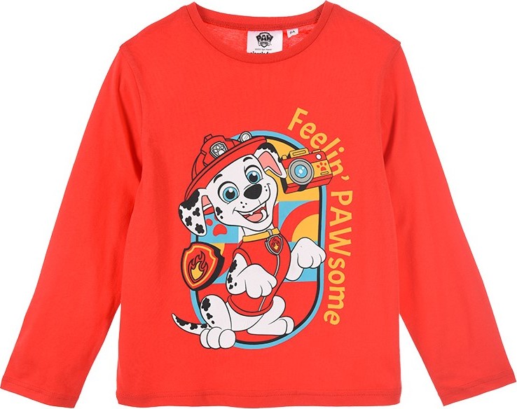 Červené chlapčenské tričko s dlhým rukávom Paw Patrol - Marshall Veľkosť: 116