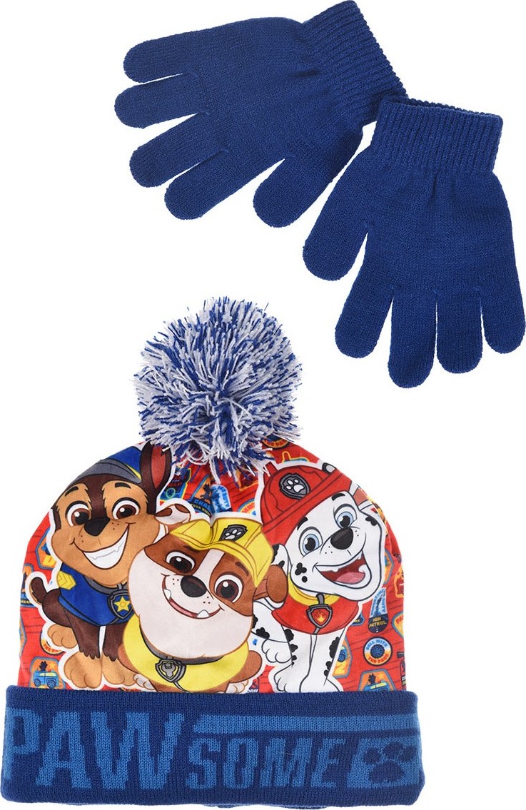 Paw Patrol oranžovo-modrá sada čiapky a rukavíc Veľkosť: 52