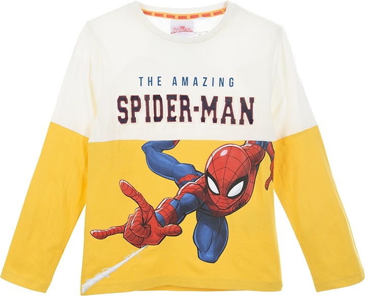 Marvel Spider - Man bielo-žlté tričko s dlhým rukávom Veľkosť: 98