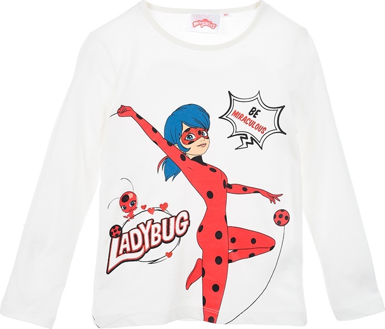 Miraculous Lady Bug biele dievčenské tričko Veľkosť: 104