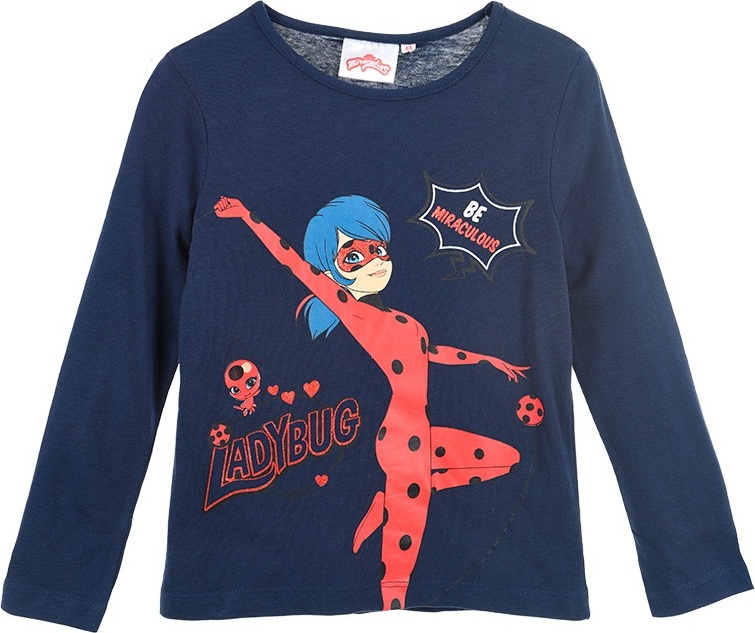 Miraculous Ladybug and Cat tmavo modré dievčenské tričko Veľkosť: 104