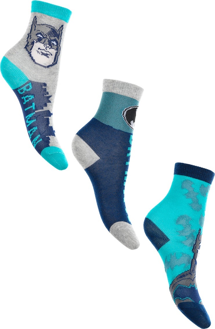 Modro-sivé chlapčenské ponožky Batman - 3ks Veľkosť: 23/26