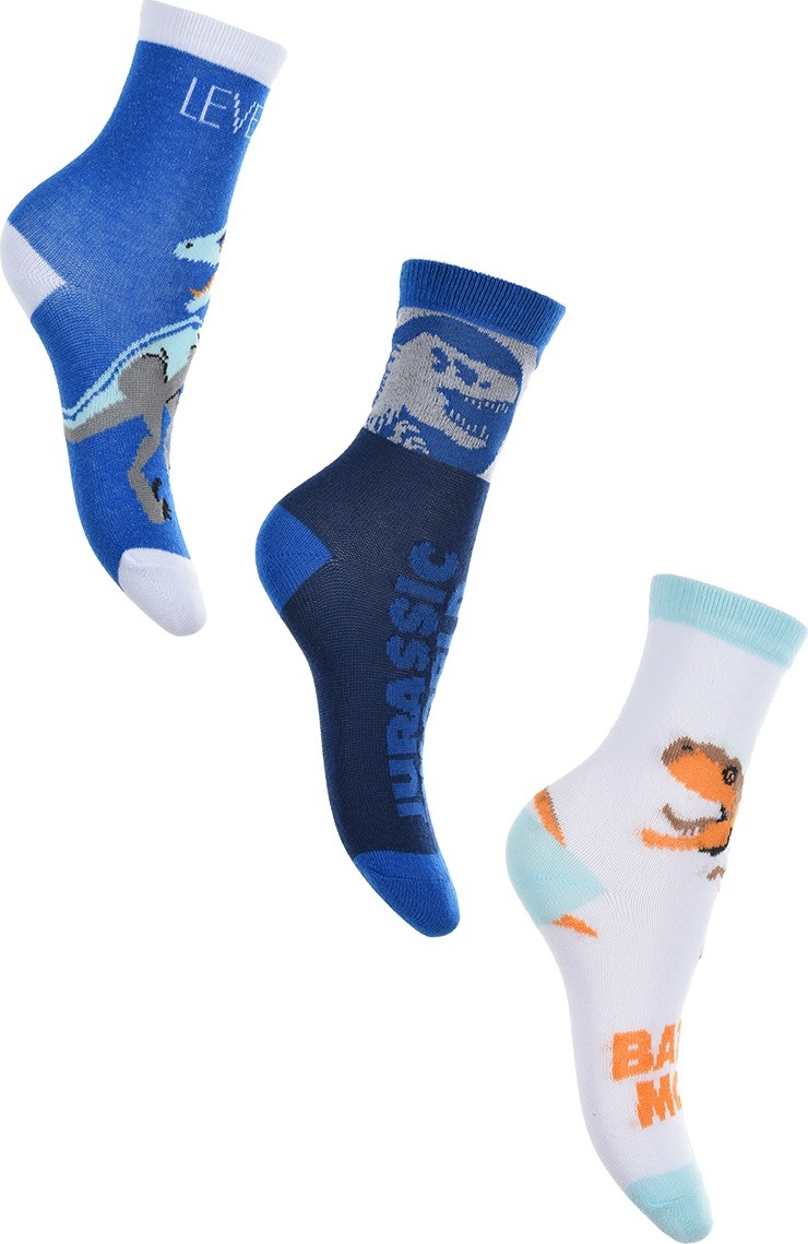 Súprava chlapčenských ponožiek Jurassic World - modrá, biela Veľkosť: 23/26