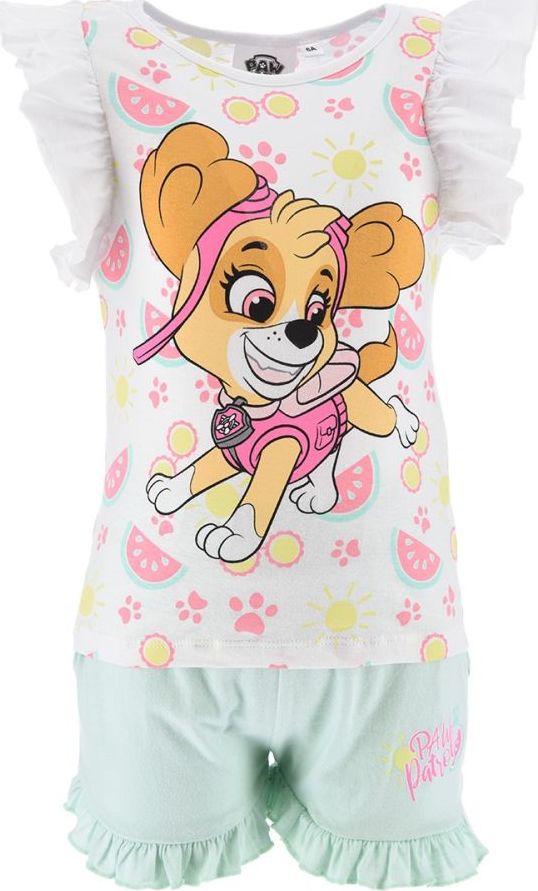 Bielo-zelený letný dievčenský set Paw Patrol - Skye Veľkosť: 110
