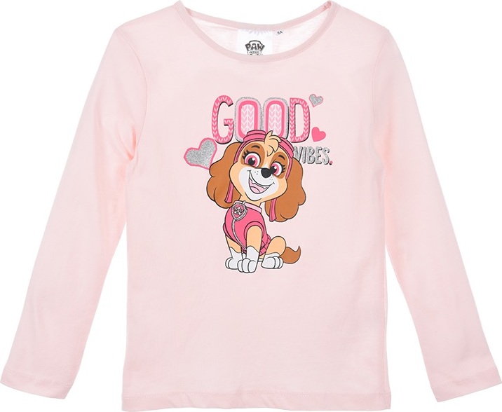 Svetloružové tričko s dlhým rukávom Paw Patrol Veľkosť: 116