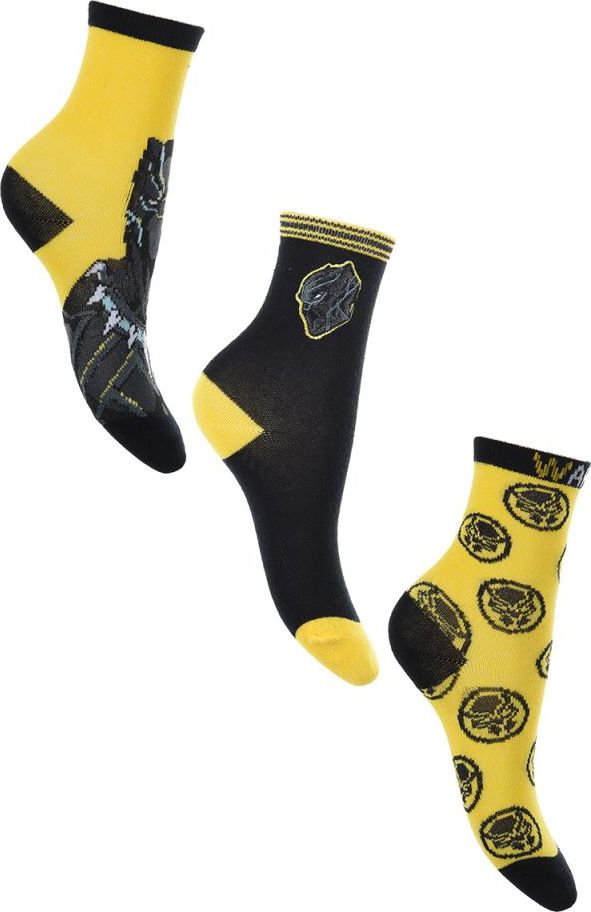 Trojbalenie ponožiek Marvel Black Panther - čierna / žltá Veľkosť: 23/26