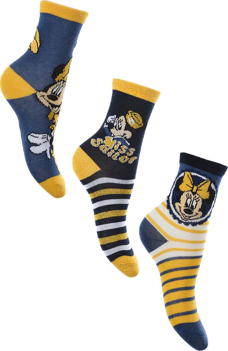 Trojbalenie ponožiek s Minnie - žltá/modrá/biela Veľkosť: 27/30