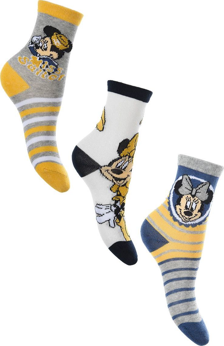 Trojbalenie ponožiek s Minnie - sivá/žltá/modrá/biela Veľkosť: 23/26