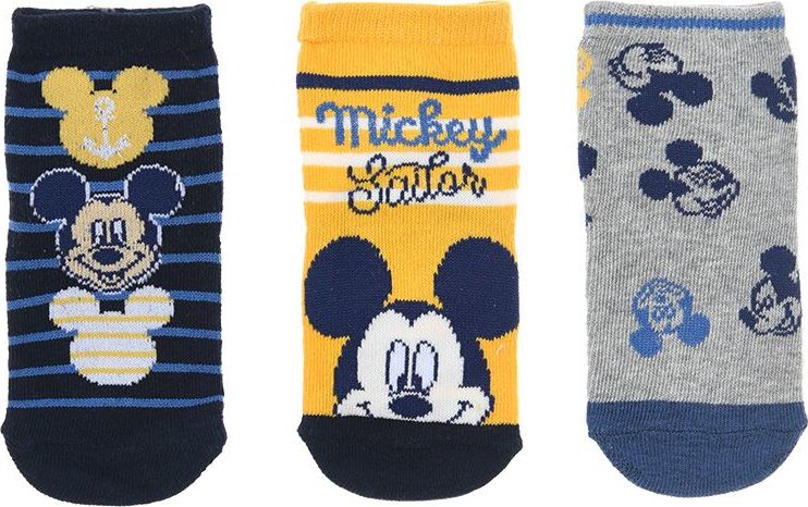 Trojbalenie ponožiek pre bábätká Mickey Mouse - modrá/žltá/sivá Veľkosť: 50/68