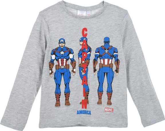Sivé dlhé chlapčenské tričko Captain America Veľkosť: 128