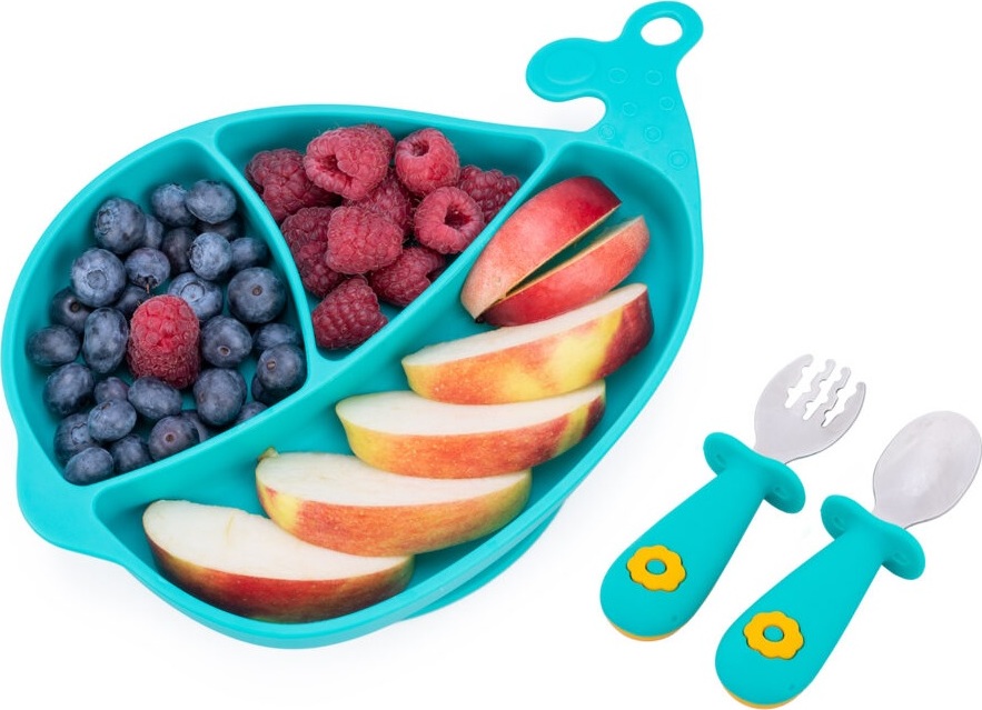 GiliGums Modrý set tanierika a príborov pre deti Veľkosť: ONE SIZE