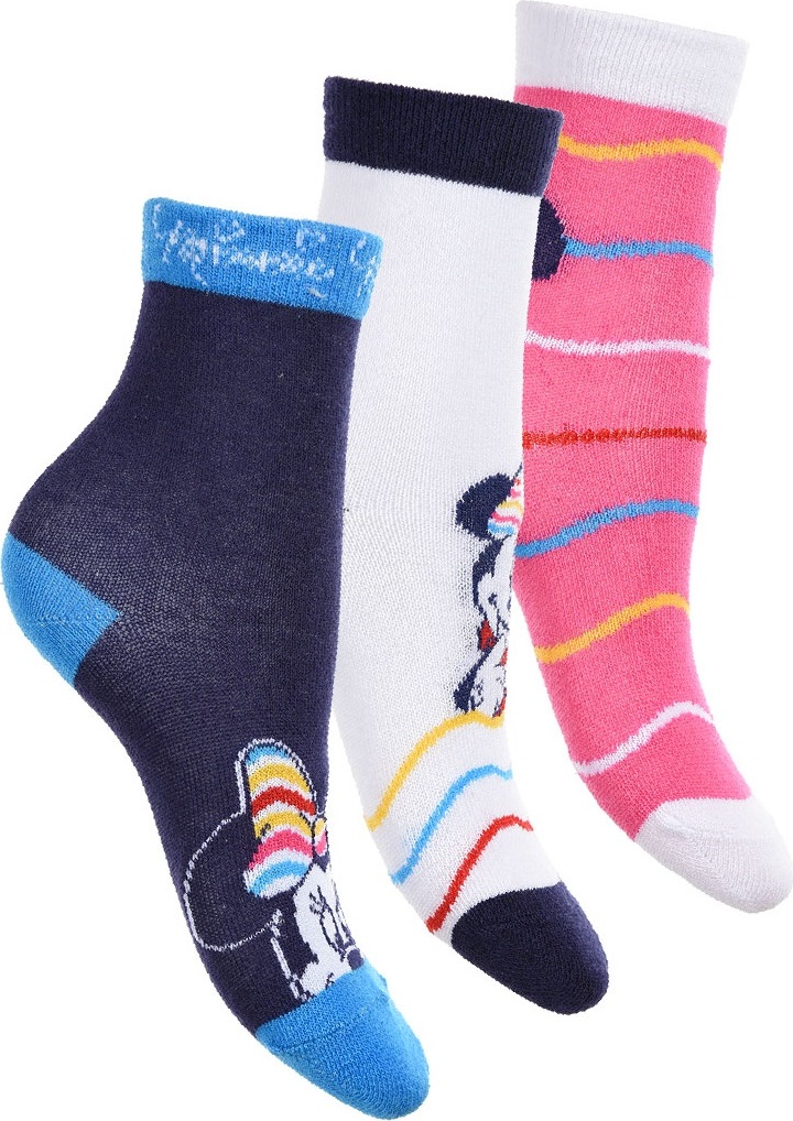 Dievčenské ponožky Minnie Mouse - modrá/biela/ružová Veľkosť: 27/30