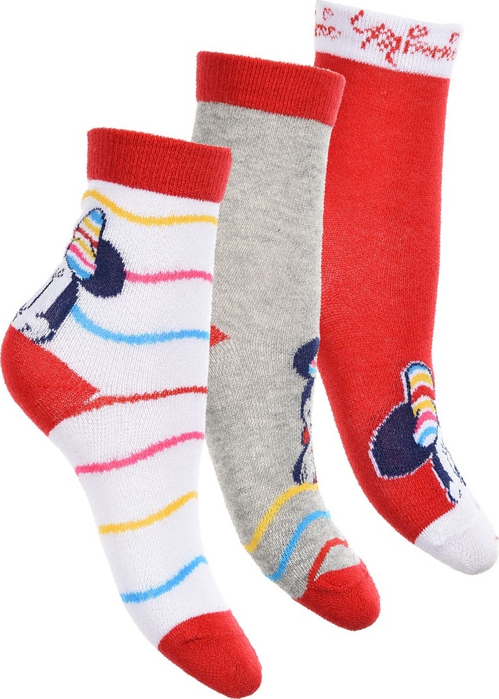 Dievčenské ponožky Minnie Mouse - biela/sivá/červená Veľkosť: 27/30