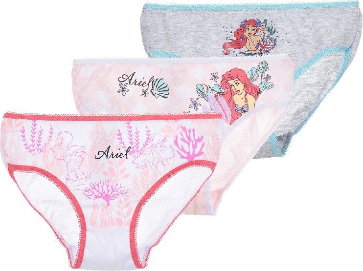 Trojbalenie dievčenských nohavičiek Disney Princess - biela/broskyňová/sivá Veľkosť: 104/110