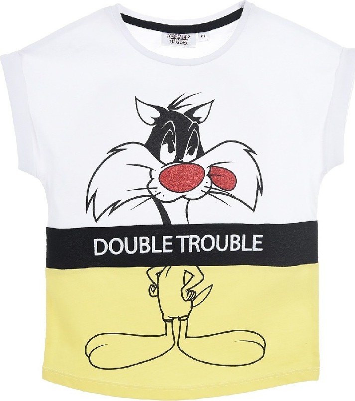 Bielo-žlté dievčenské tričko Looney Tunes Veľkosť: 98