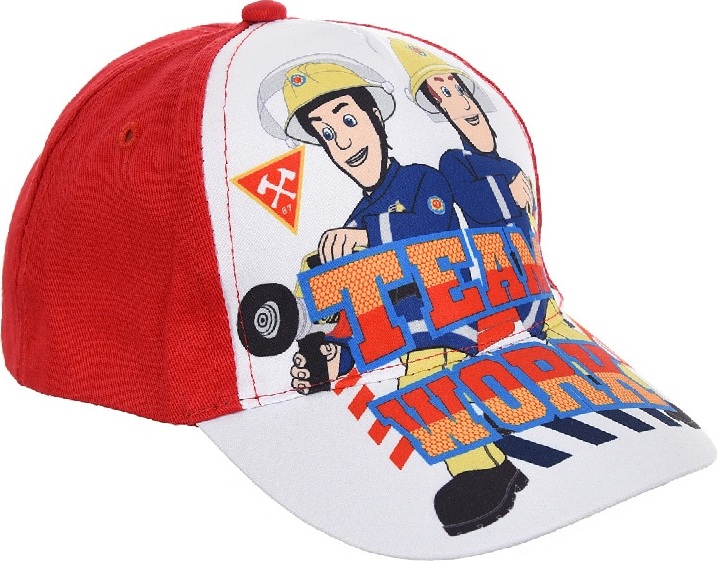 Bielo-červená chlapčenská šiltovka Fireman Sam Veľkosť: 54