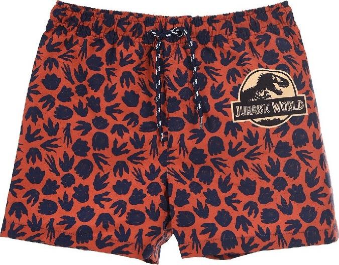 Tmavo-oranžové vzorované chlapčenské plavky Jurassic World Veľkosť: 104