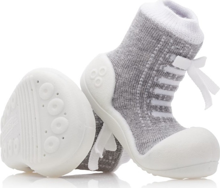 Attipas sivo-biele prvé topánôčky na mašľu AS07 Veľkosť: 25,5