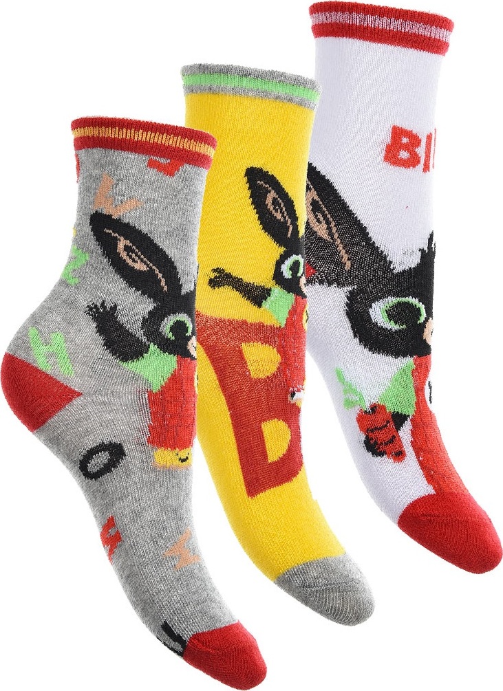 Trojbalenie ponožiek Bing - sivá/žltá/biela Veľkosť: 27/30