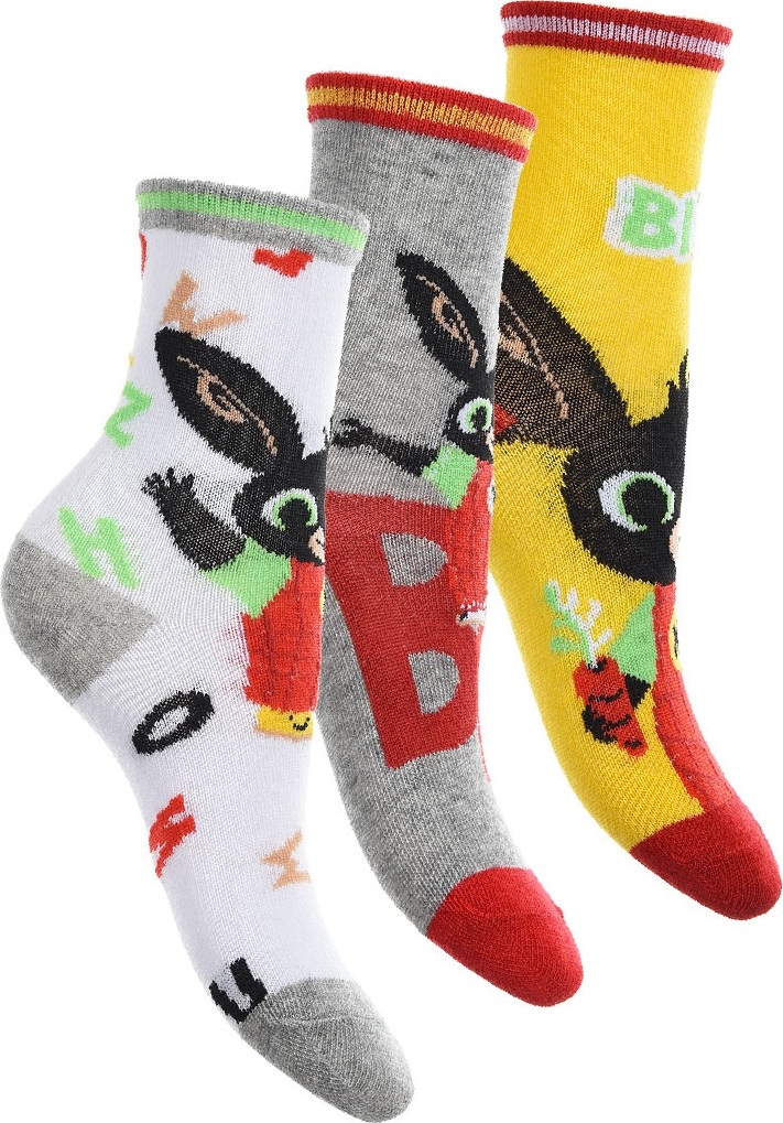 Trojbalenie ponožiek Bing - biela/sivá/žltá Veľkosť: 19/22