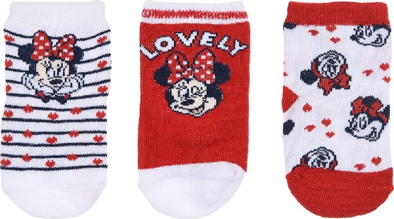 Trojbalenie ponožiek Disney Baby Minnie Mouse - biela/červená/modrá Veľkosť: 50/68