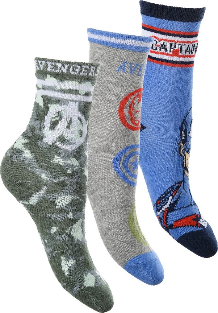 Trojbalenie ponožiek Marvel Avengers - sivá/sivá/modrá Veľkosť: 27/30