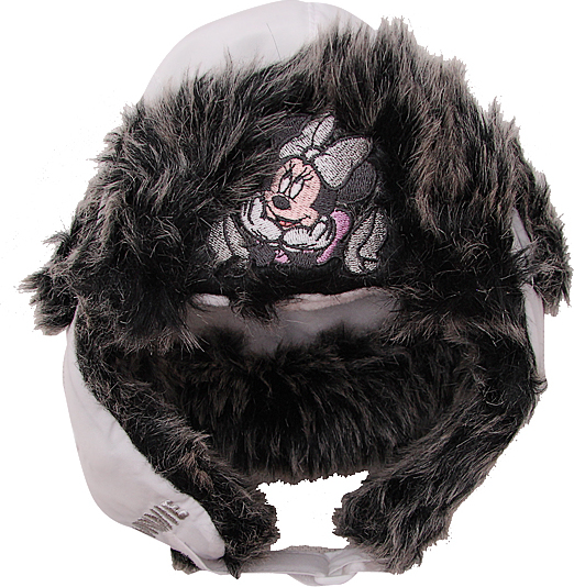 Disney Minnie sivo-čierna zimná čiapka s kožušinkou Veľkosť: 48