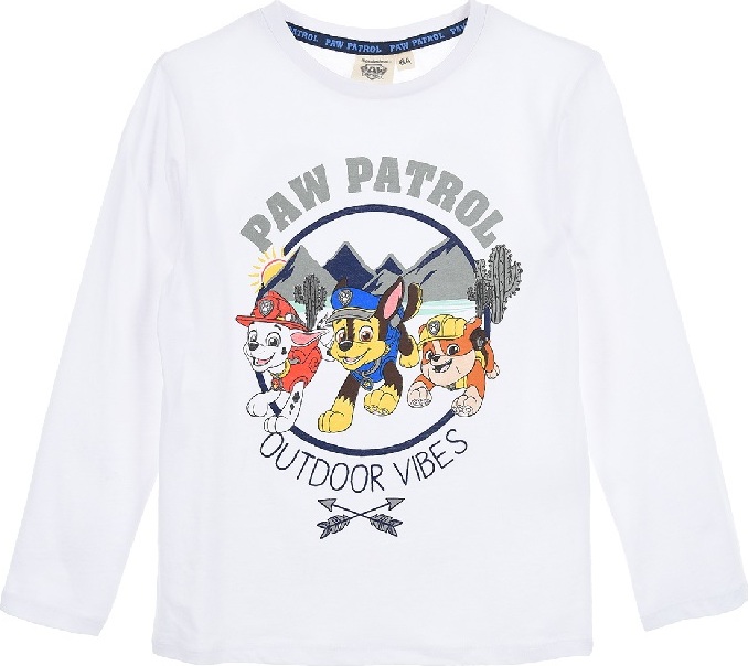 Biele tričko s dlhým rukávom Paw Patrol Outdoor Vibes Veľkosť: 98