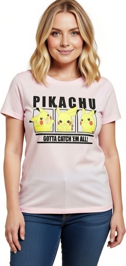 Ružové dámske tričko Pikachu Pokemon Veľkosť: XL