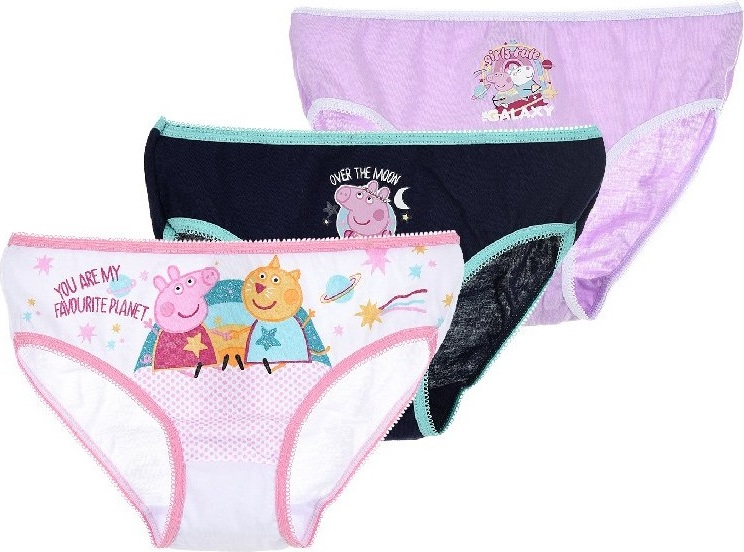 Trojbalenie nohavičiek Peppa Pig - biela/tmavo modrá/fialová Veľkosť: 116/128