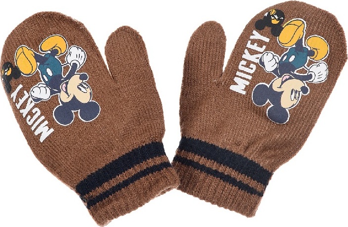 Hnedé pletené palčiaky Mickey Mouse Veľkosť: ONE SIZE