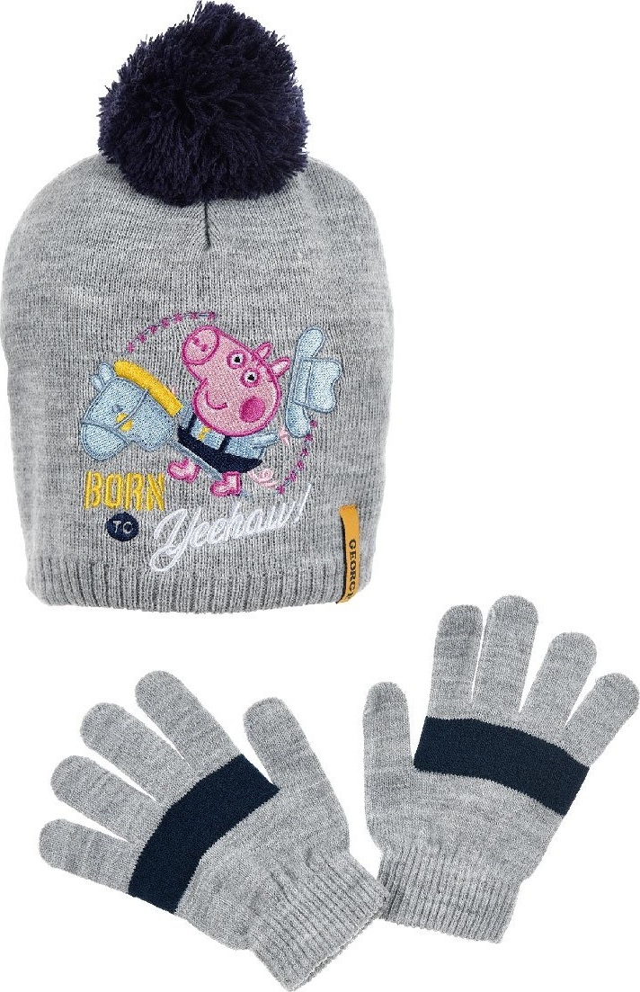 Sivá sada čiapky a rukavíc Peppa Pig Veľkosť: 52