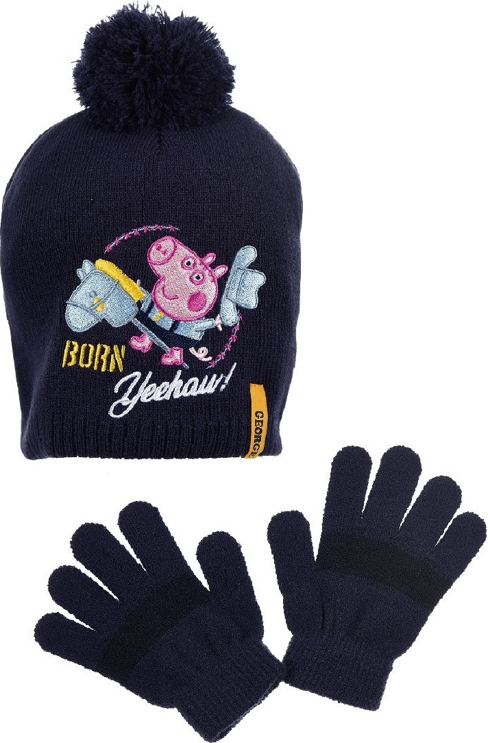 Tmavomodrá sada čiapky a rukavíc Peppa Pig Veľkosť: 54