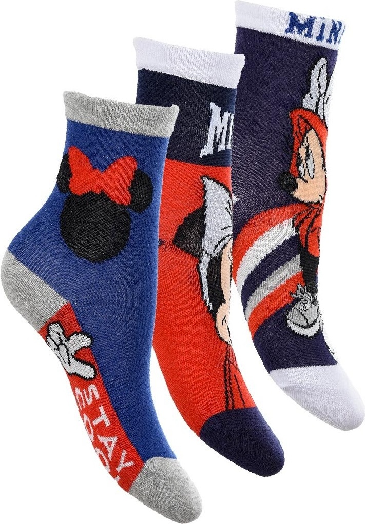 Trojbalenie dievčenských ponožiek Minnie Mouse - modrá/červená/modrá Veľkosť: 27/30