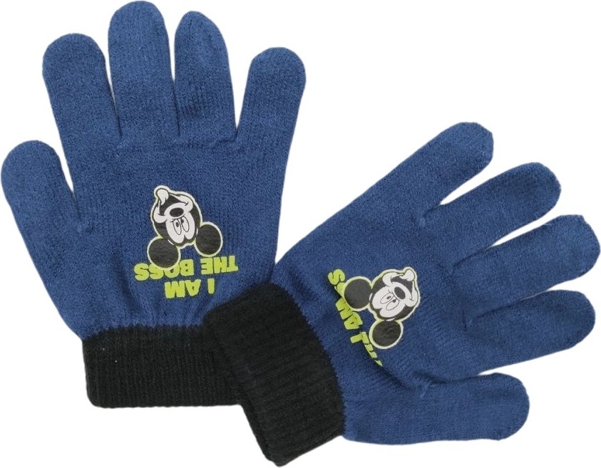 Modré rukavice Mickey Mouse s čiernym lemom Veľkosť: ONE SIZE