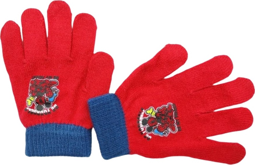 Červené rukavice Mickey Mouse s modrým lemom Veľkosť: ONE SIZE