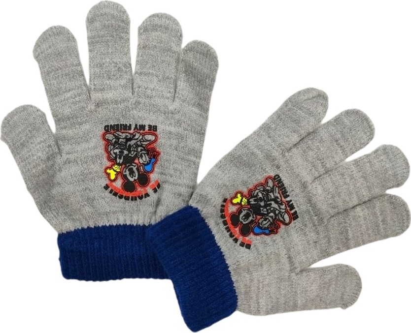 Sivé rukavice Mickey Mouse s modrým lemom Veľkosť: ONE SIZE